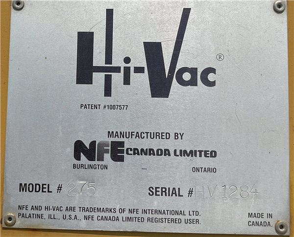 Nfe Canada Ltd - Hi-vac Model 275 Blower With 75 Hp Motor)